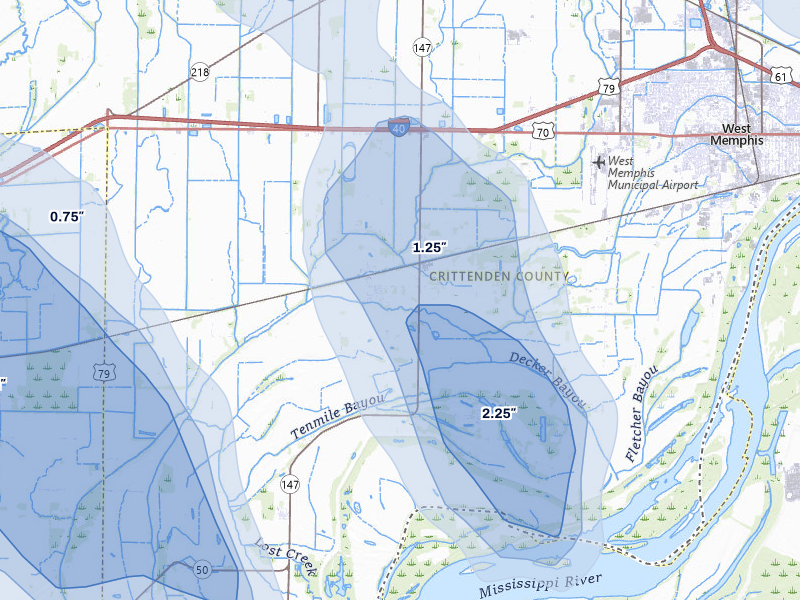 NEXRAD radar-signature map of the hail storm over Edmondson, AR on Jun 1, 2026