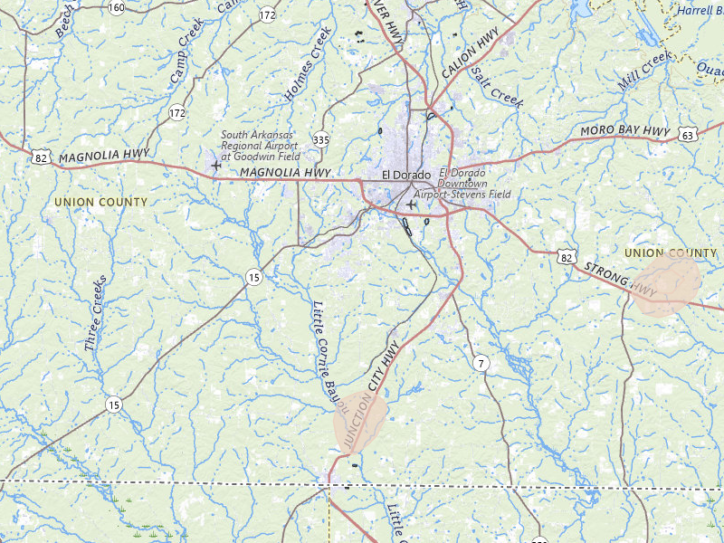 Radar-estimated hail-size map of the storm over El Dorado, AR on Jun 1, 2026