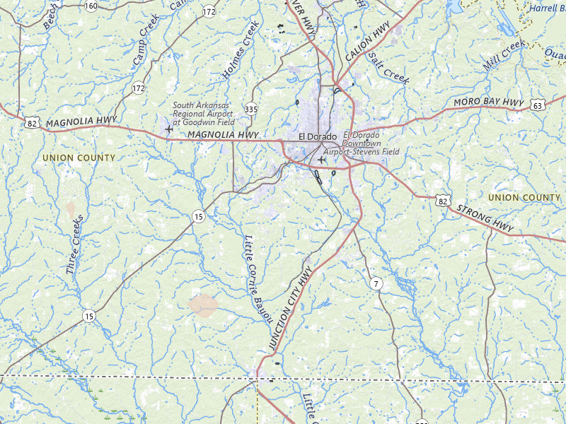 Radar-estimated hail-size map of the storm over El Dorado, AR on Jun 19, 2026