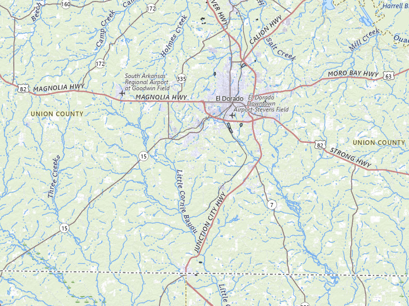 Radar-estimated hail-size map of the storm over El Dorado, AR on Jul 14, 2026