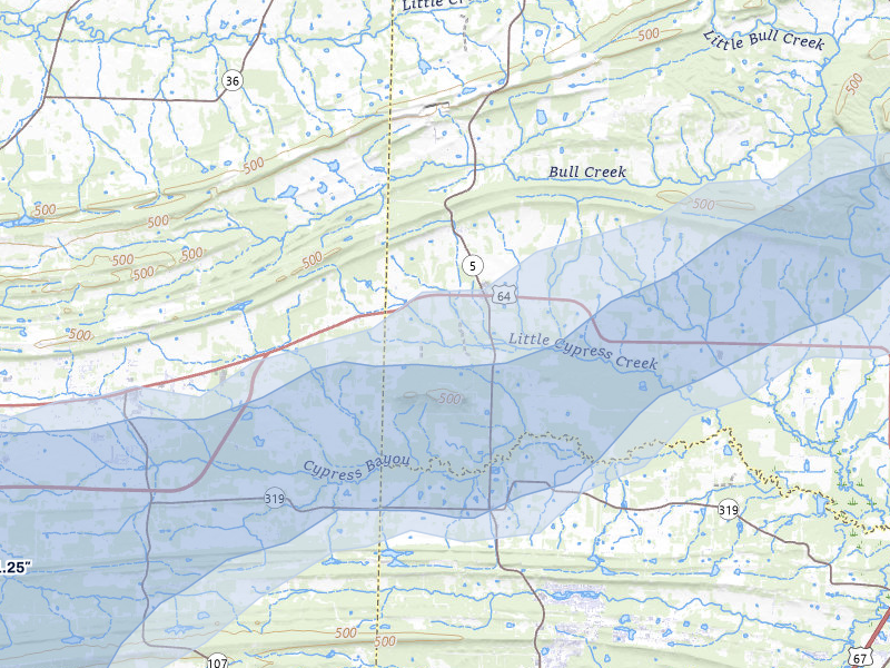 NEXRAD radar-signature map of the hail storm over El Paso, AR on Apr 28, 2026