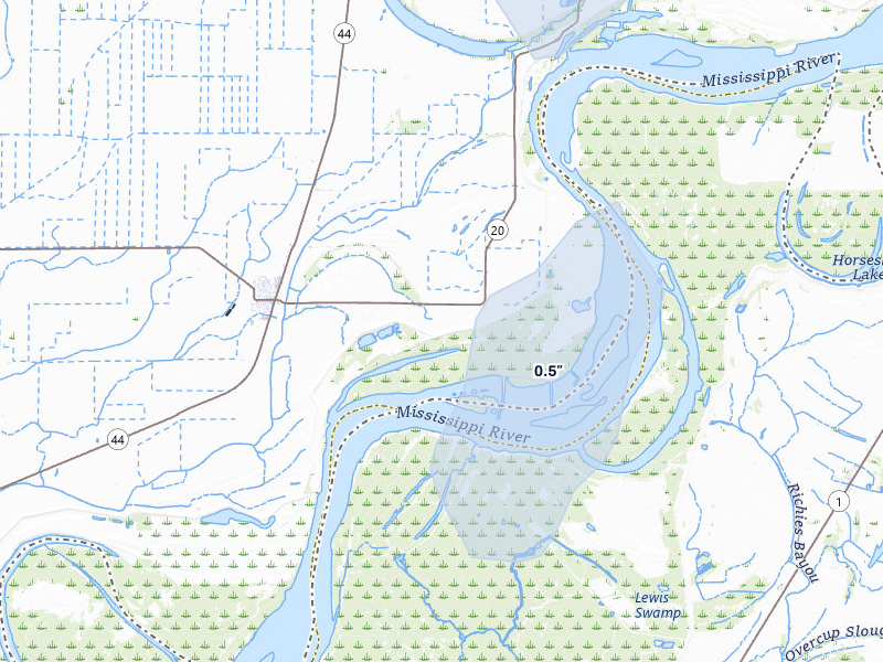 NEXRAD radar-signature map of the hail over Elaine, AR