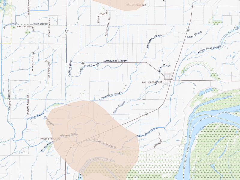 Radar-estimated hail-size map of the storm over Elaine, AR