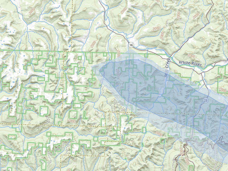 NEXRAD radar-signature map of the hail over Elkins, AR