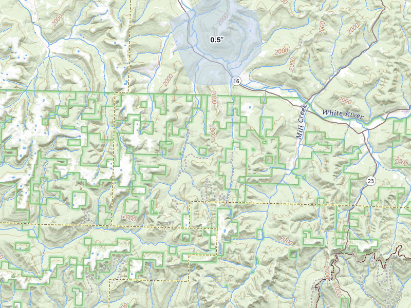 NEXRAD radar-signature map of the hail storm over Elkins, AR on Jun 25, 2026