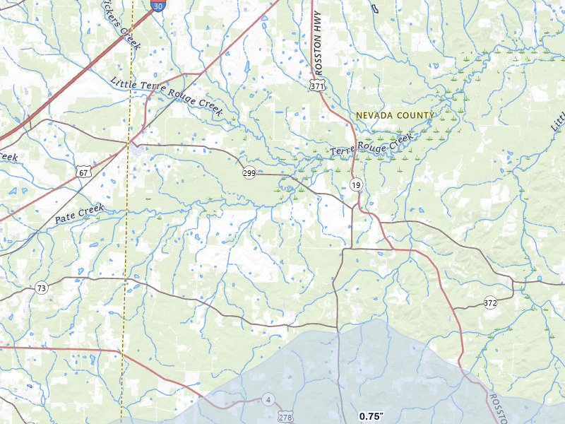 NEXRAD radar-signature map of the hail over Emmet, AR