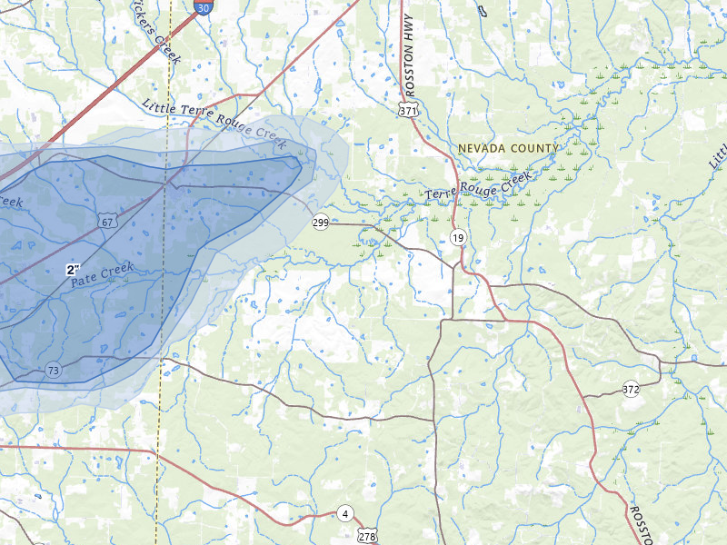 NEXRAD radar-signature map of the hail storm over Emmet, AR on May 8, 2026