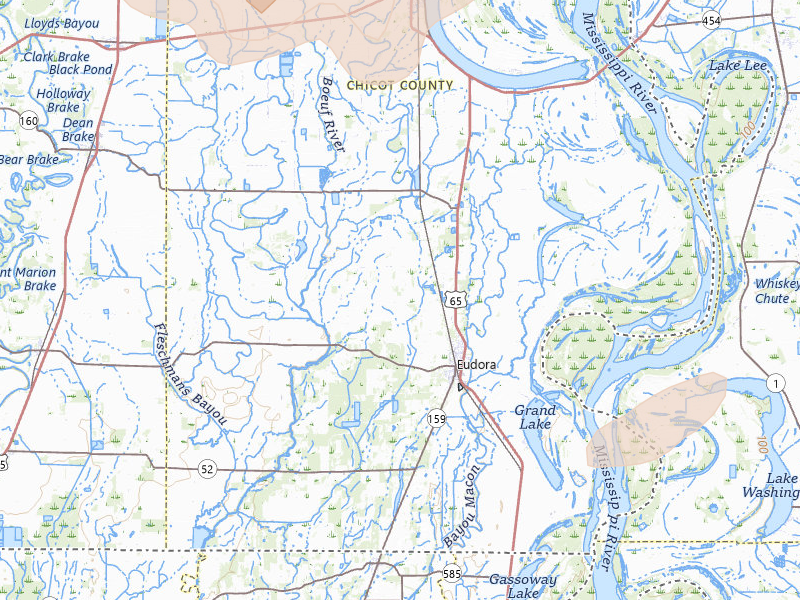 Radar-estimated hail-size map of the storm over Eudora, AR on Apr 28, 2026