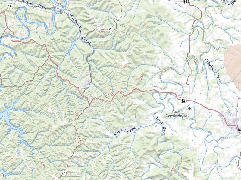 Radar-estimated hail-size map of the storm over Eureka Springs, AR on Jul 4, 2026