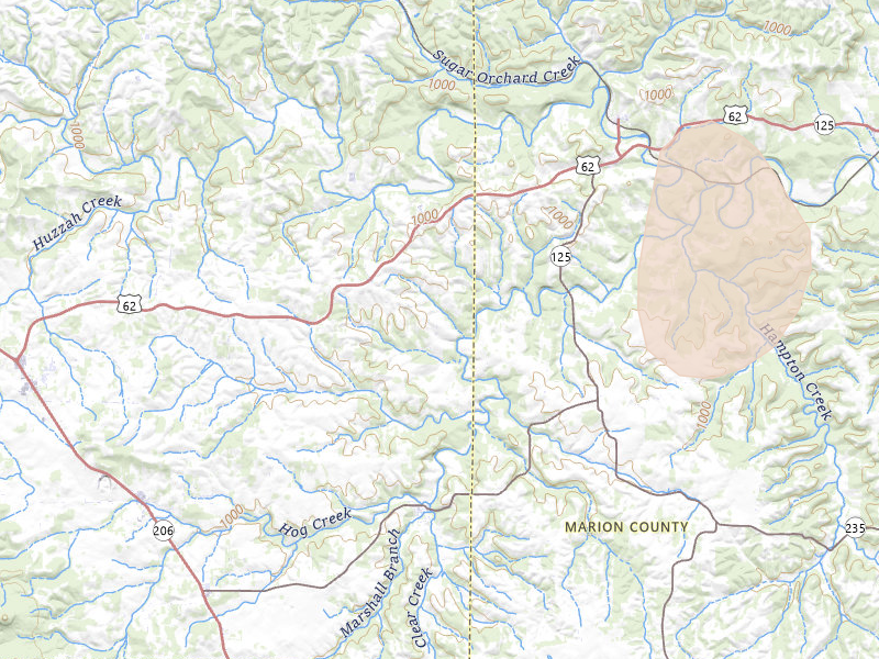 Radar-estimated hail-size map of the storm over Everton, AR on Mar 15, 2026