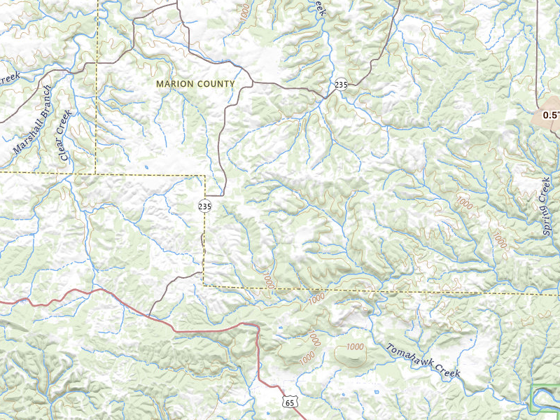 Radar-estimated hail-size map of the storm over Everton, AR on Apr 27, 2026
