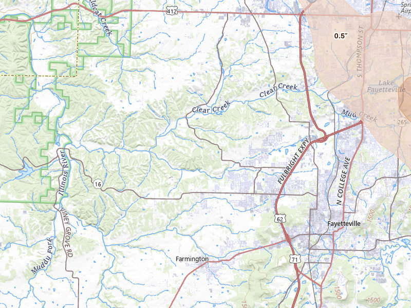 Radar-estimated hail-size map of the storm over Fayetteville, AR