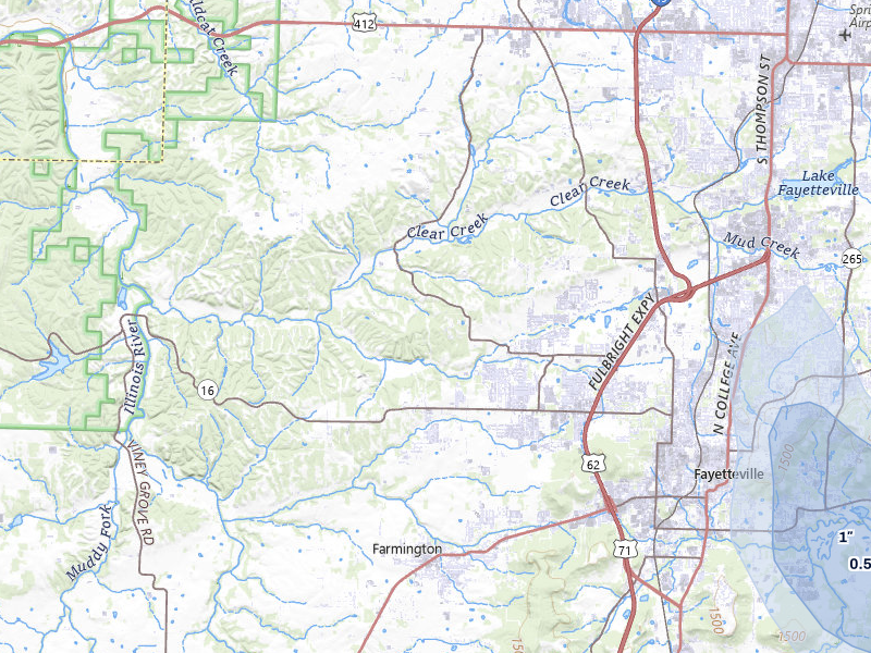 NEXRAD radar-signature map of the hail over Fayetteville, AR