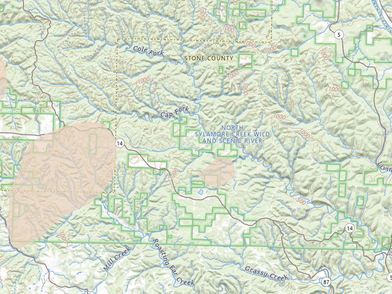 Radar-estimated hail-size map of the storm over Fifty Six, AR