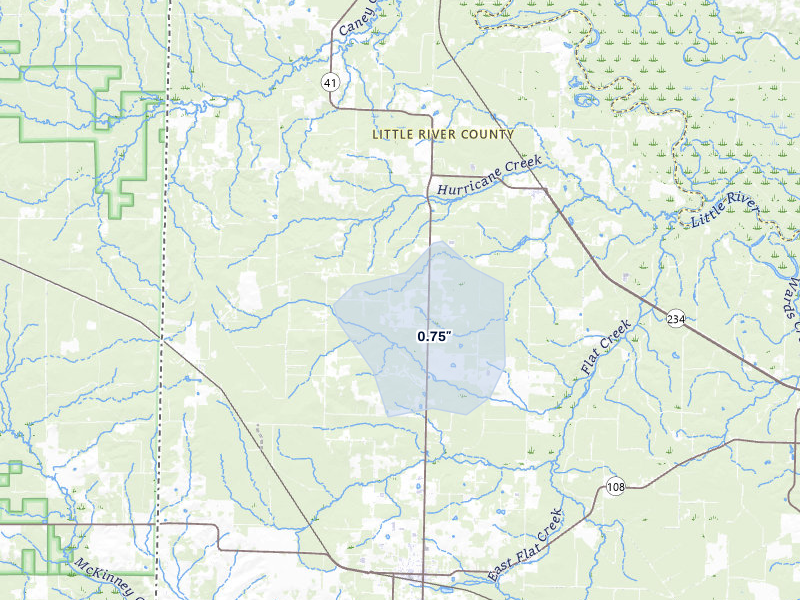 NEXRAD radar-signature map of the hail over Foreman, AR