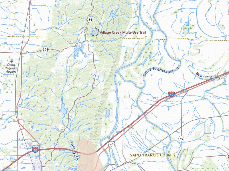 Radar-estimated hail-size map of the storm over Forrest City, AR on Jul 8, 2026