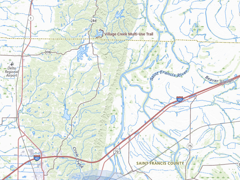 NEXRAD radar-signature map of the hail storm over Forrest City, AR on Jul 8, 2026