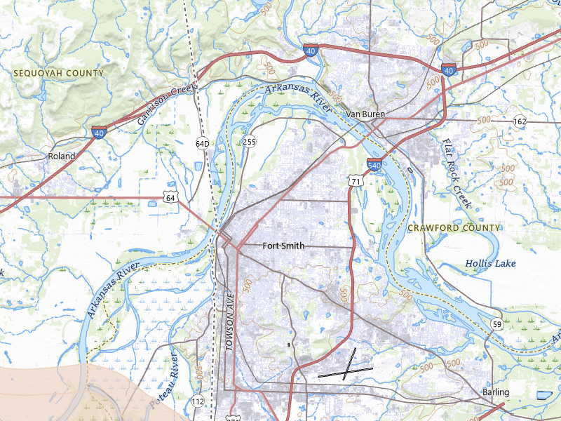 Radar-estimated hail-size map of the storm over Fort Smith, AR on Apr 24, 2026