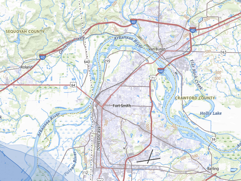 NEXRAD radar-signature map of the hail over Fort Smith, AR