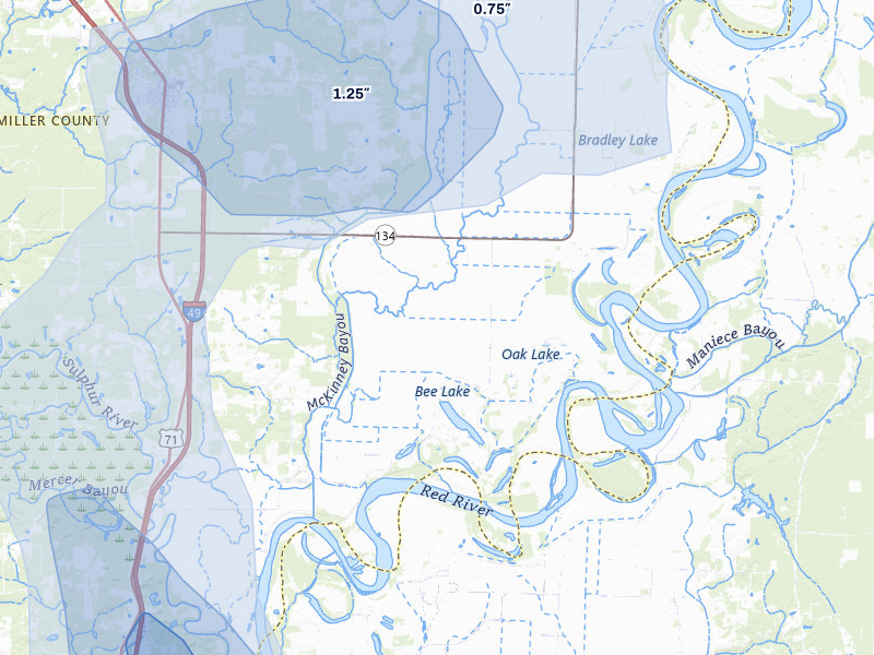 NEXRAD radar-signature map of the hail storm over Fouke, AR on Jul 6, 2026