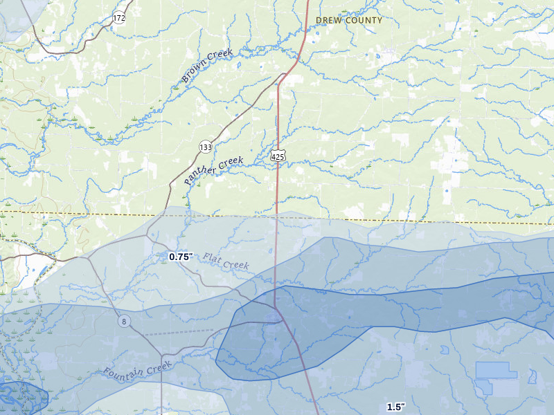 NEXRAD radar-signature map of the hail over Fountain Hill, AR