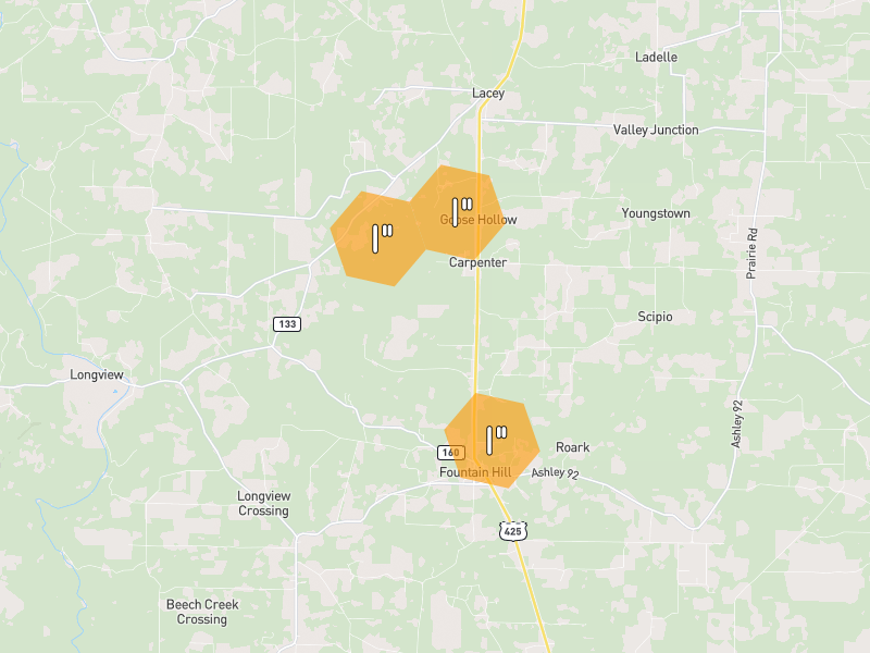 Hail map of Fountain Hill, AR on Jul 12, 2026, hail up to 1"