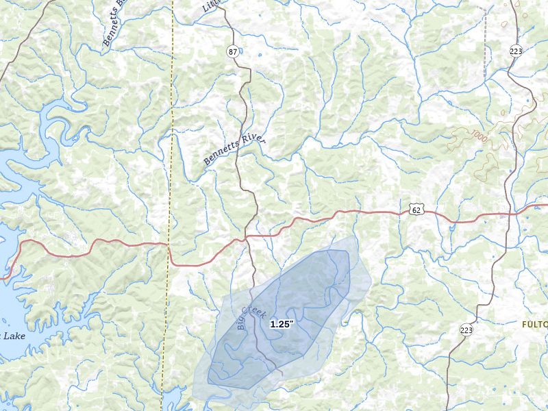 NEXRAD radar-signature map of the hail storm over Gepp, AR on Jul 7, 2026