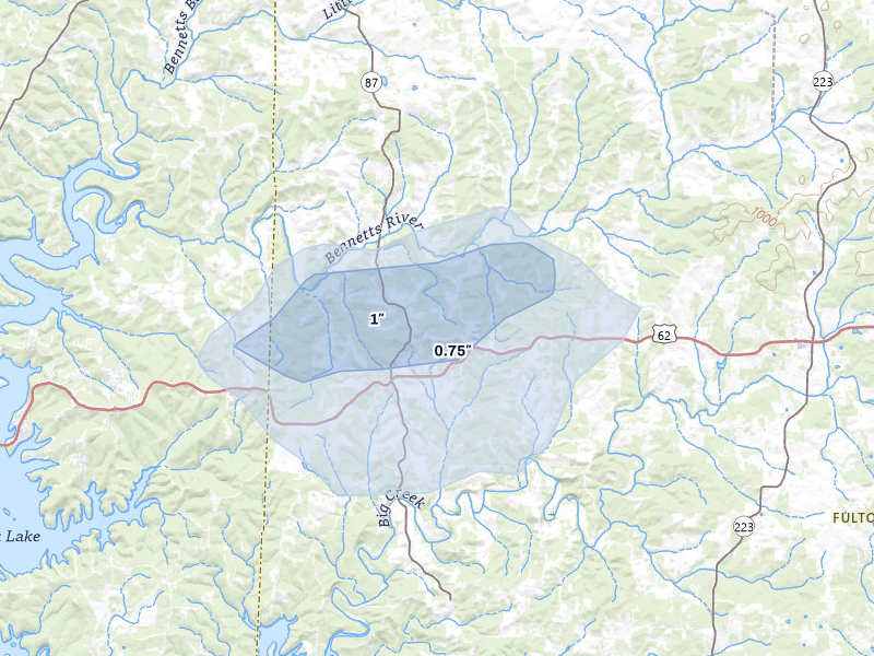 NEXRAD radar-signature map of the hail storm over Gepp, AR on Aug 6, 2026