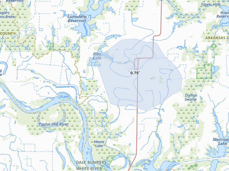 NEXRAD radar-signature map of the hail storm over Gillett, AR on Mar 15, 2026