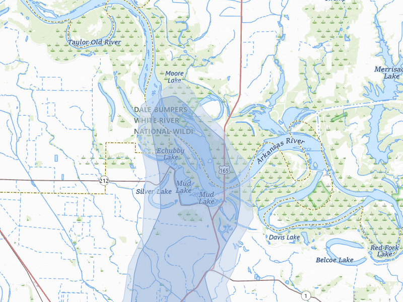 NEXRAD radar-signature map of the hail storm over Gillett, AR on Aug 20, 2026
