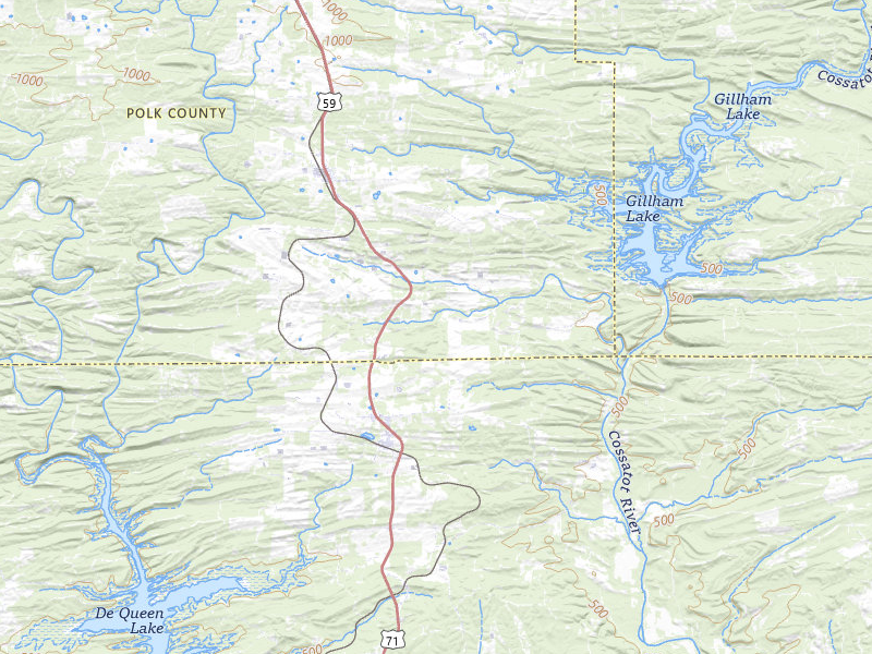Radar-estimated hail-size map of the storm over Gillham, AR on Jul 4, 2026