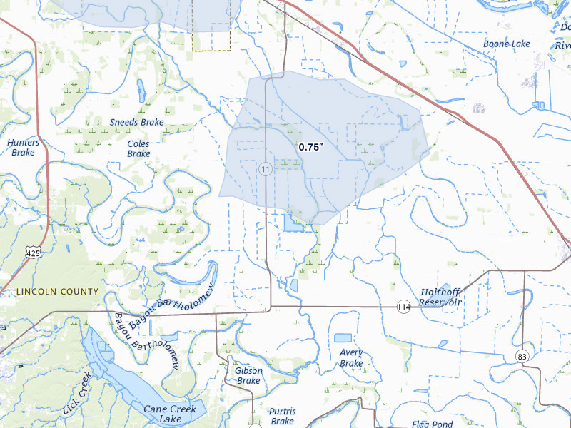 NEXRAD radar-signature map of the hail storm over Gould, AR on Jul 11, 2026
