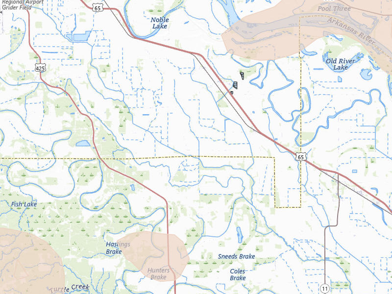 Radar-estimated hail-size map of the storm over Grady, AR on Mar 15, 2026