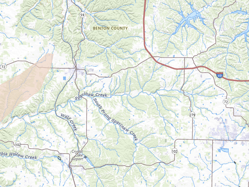 Radar-estimated hail-size map of the storm over Gravette, AR on Mar 6, 2026