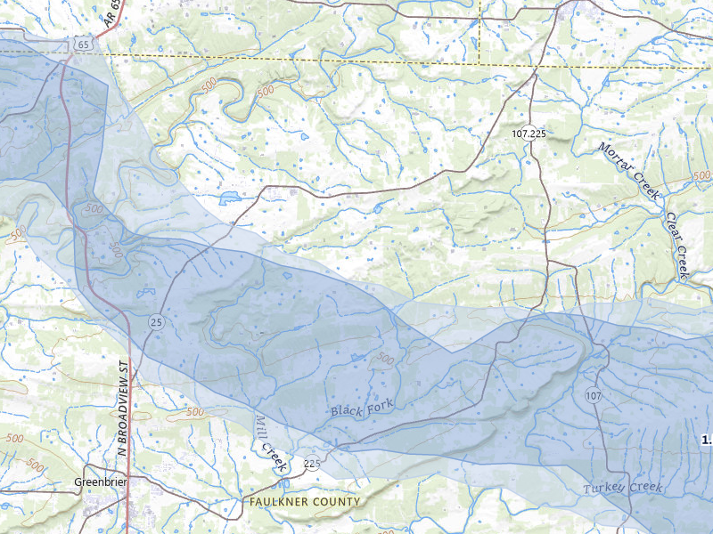 NEXRAD radar-signature map of the hail storm over Greenbrier, AR on May 10, 2026