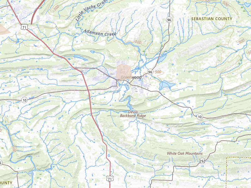 Radar-estimated hail-size map of the storm over Greenwood, AR on Apr 24, 2026