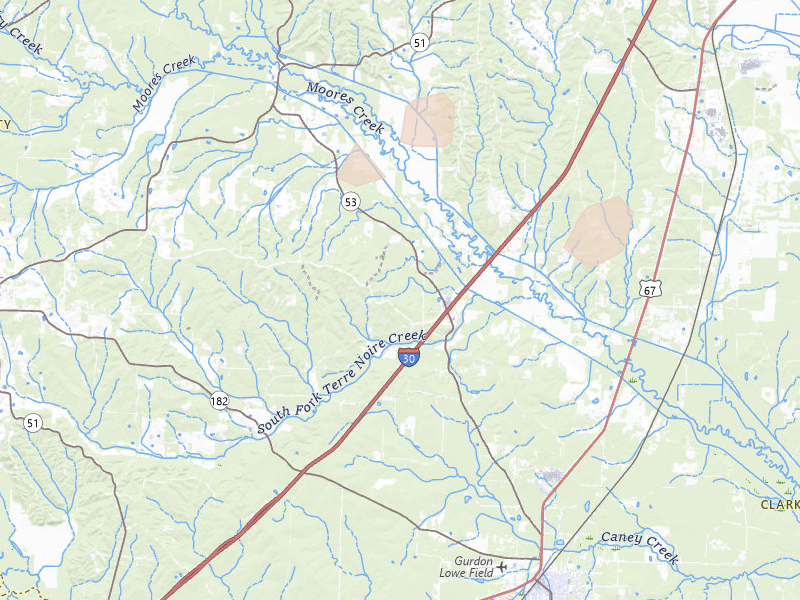 Radar-estimated hail-size map of the storm over Gurdon, AR on May 23, 2026