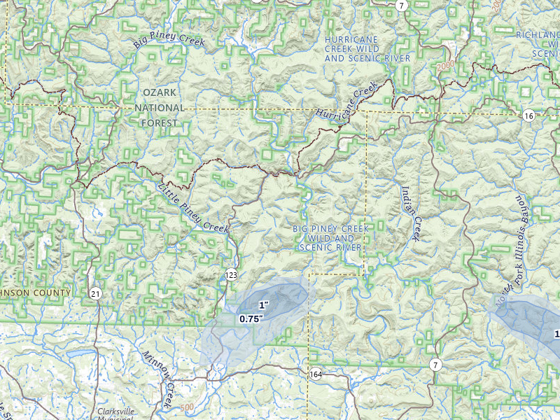 NEXRAD radar-signature map of the hail storm over Hagarville, AR on May 4, 2026