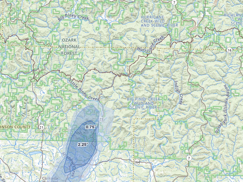 NEXRAD radar-signature map of the hail storm over Hagarville, AR on May 30, 2026