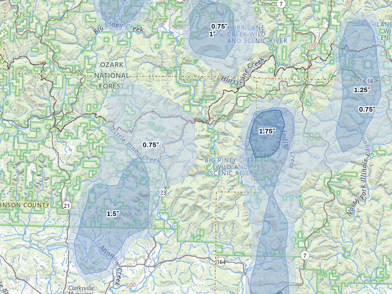 NEXRAD radar-signature map of the hail storm over Hagarville, AR on Jun 1, 2026
