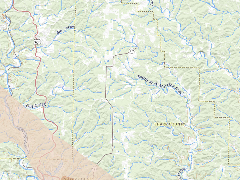 Radar-estimated hail-size map of the storm over Hardy, AR on Jun 1, 2026
