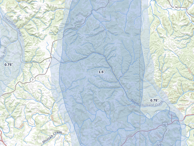 NEXRAD radar-signature map of the hail storm over Harrison, AR on Jun 1, 2026