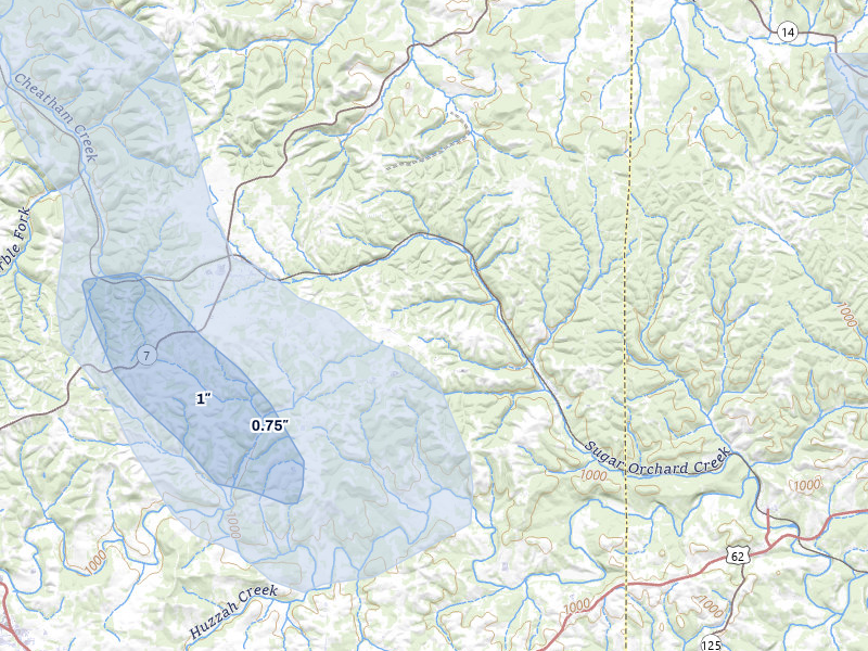 NEXRAD radar-signature map of the hail storm over Harrison, AR on Jul 11, 2026