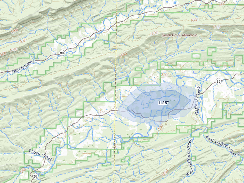 NEXRAD radar-signature map of the hail storm over Harvey, AR on Jul 4, 2026