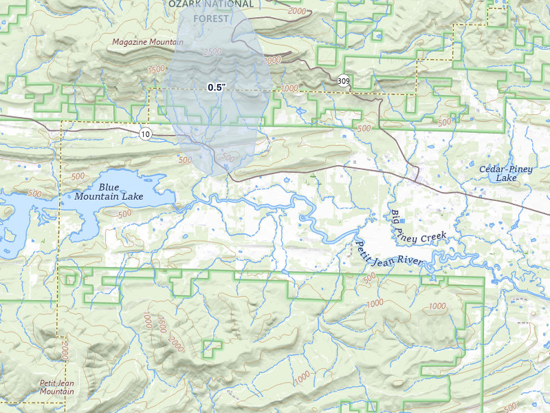 NEXRAD radar-signature map of the hail storm over Havana, AR on Apr 28, 2026
