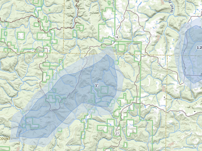NEXRAD radar-signature map of the hail storm over Hector, AR on Apr 28, 2026