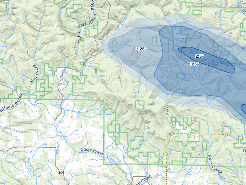 NEXRAD radar-signature map of the hail storm over Hector, AR on May 10, 2026