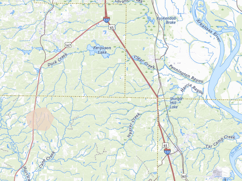 Radar-estimated hail-size map of the storm over Hensley, AR on May 30, 2026