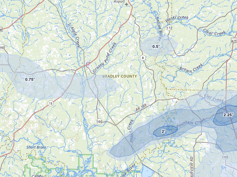 NEXRAD radar-signature map of the hail over Hermitage, AR