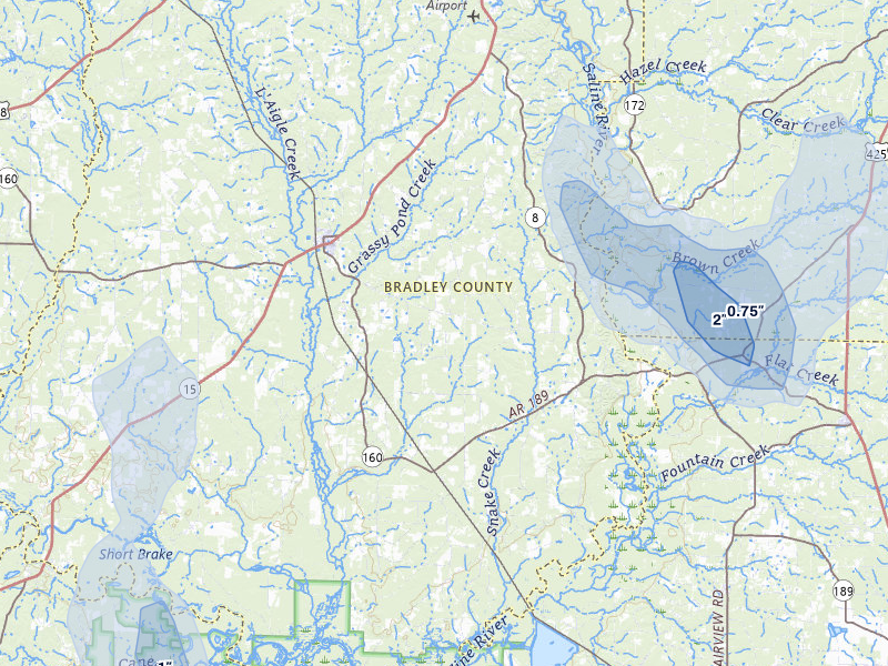 NEXRAD radar-signature map of the hail storm over Hermitage, AR on Jun 1, 2026